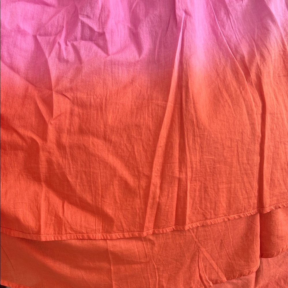 Elegant Maria Cher Corrientes Tori Midi Pink and Orange Ombré Dress - Picture 6 of 8